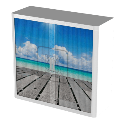 Office  Tambour Holiday Cupboard  100cm H with 2 shelves EOTAM1M-Holiday 11 Office Furniture and Home Remote Working