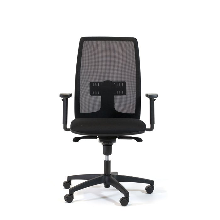 Lira Mesh Back Chair Nylon Base Step Arms PP Seat Slide -Black Mesh - Evert Black E001 1 Office Furniture