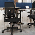 Lira Mesh Back Chair Nylon Base Step Arms PP Seat Slide -Black Mesh - Evert Black E004 4 Office Furniture