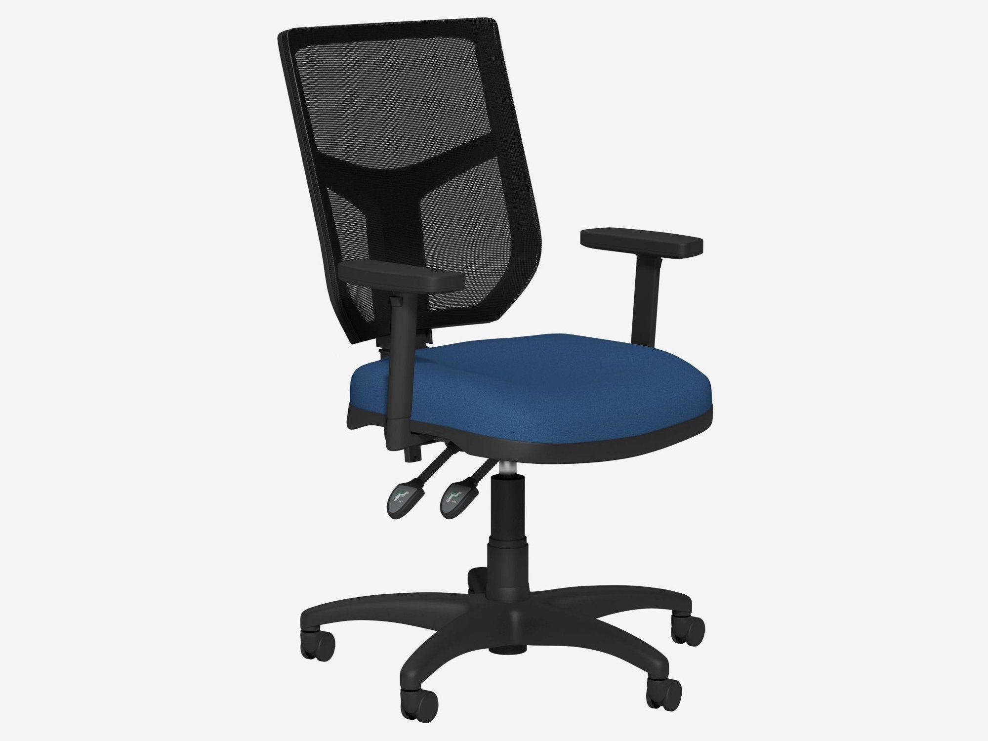 OA High Back Mesh Chair 2 Lever Nylon Base Step Arms PP - Black Mesh - 6 Office Furniture