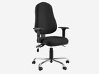 O.E 24h Series Alpha Chrome Base Suprex Seat Slide, lumbar support Galaxy Black Arms - Evert Black 6 Office Furniture
