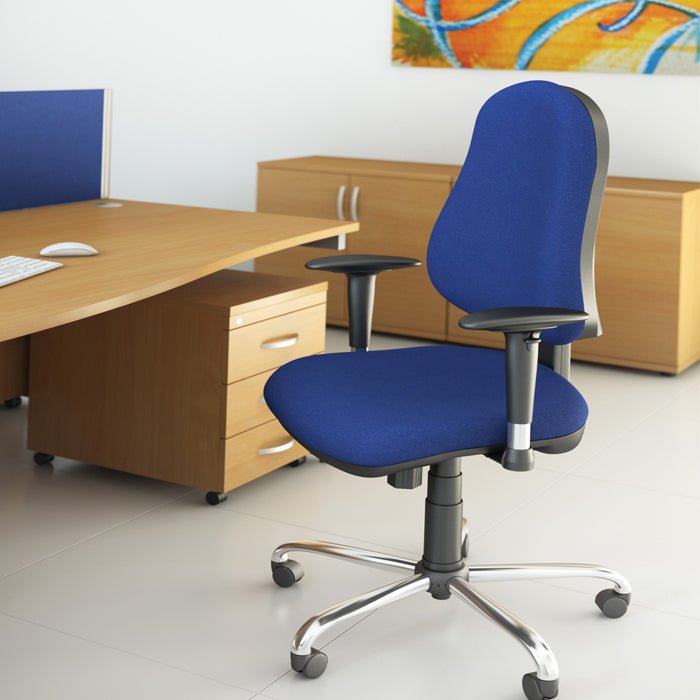 O.E 24h Series Alpha Chrome Base Suprex Seat Slide, lumbar support Galaxy Black Arms - Evert Black 4 Office Furniture