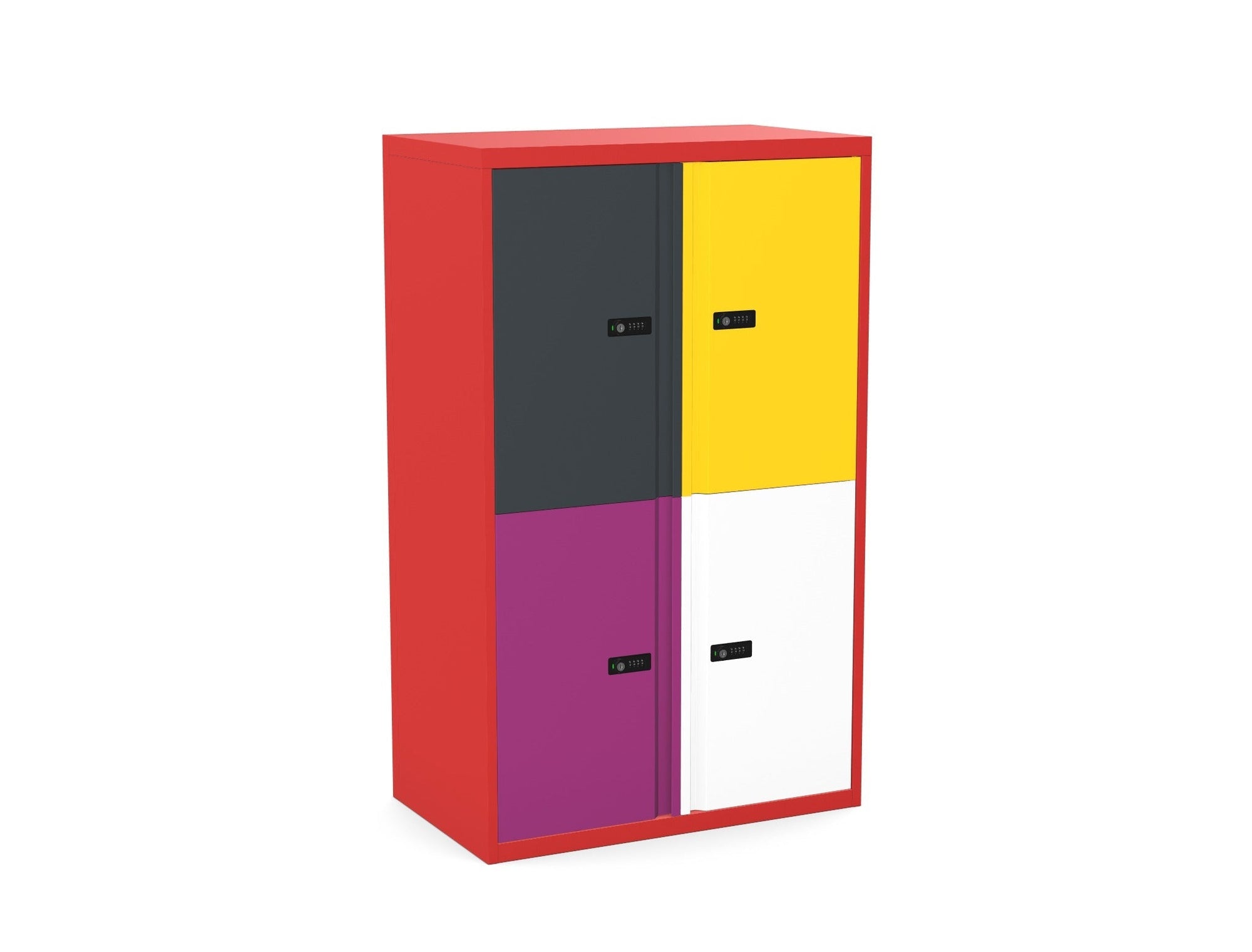 Office Lodge Door Storage 4 Large Personal Lockers Silverline Freedom HDLPCS30SD- 2 Office Furniture