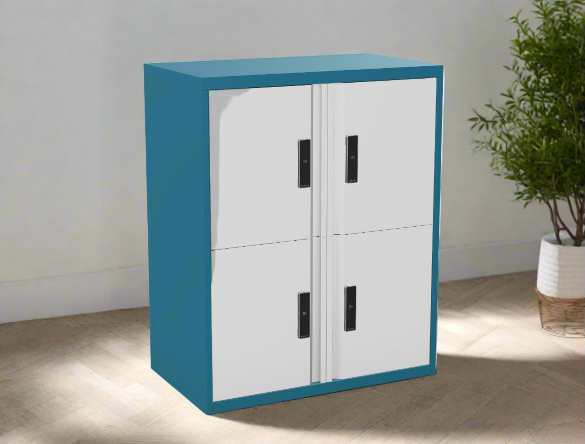 Office Lodge Door Storage 4 Large Personal Lockers Silverline Freedom HDLPCS30SD- 3 Office Furniture