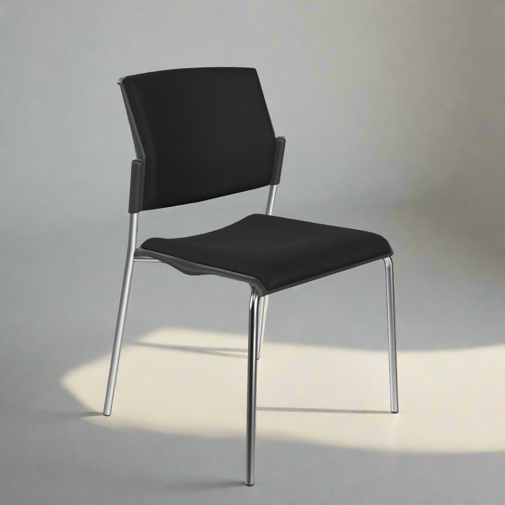 Office  OM Meeting chair Chrome Frame No Arms - Evert Black E005 5 Office Furniture and Home Remote Working