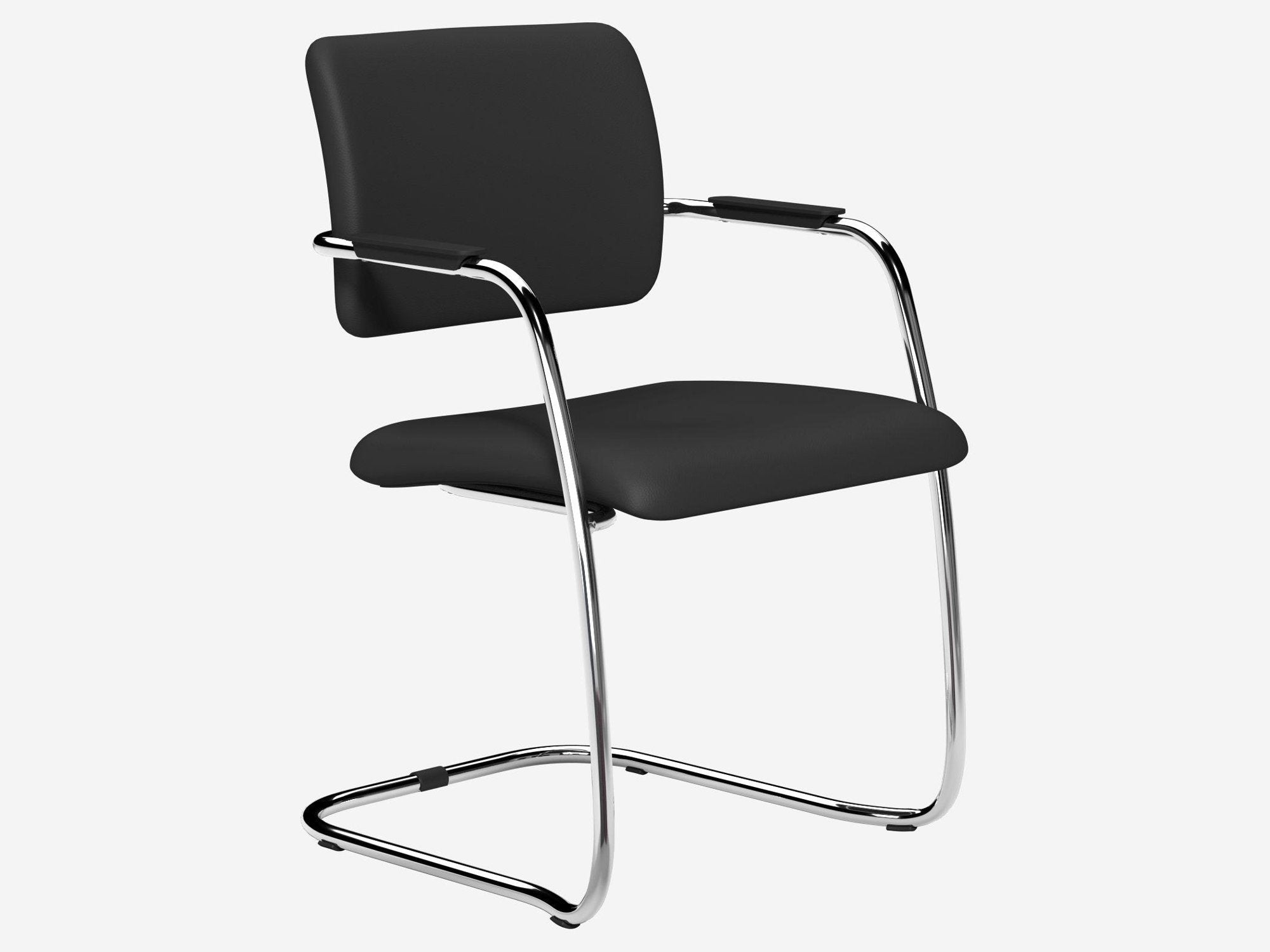 Office  OQ1 Series Mid Back Stacking Chair Chrome - Lotus Black L005 5 Office Furniture and Home Remote Working