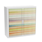 Colourful Office Tambour Storage Cupboard  Pastel Lines