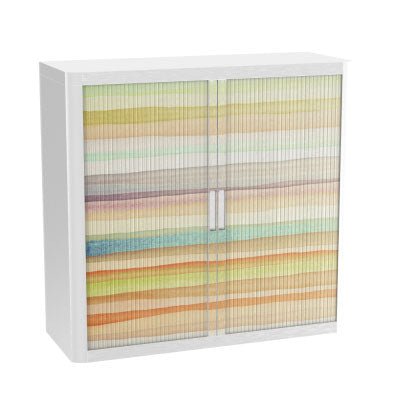 Colourful Office Tambour Storage Cupboard  Pastel Lines