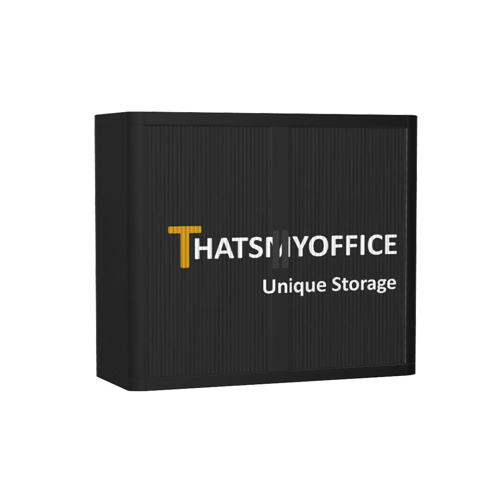 Personalise Your Own Easy Office Tambour Cupboard 100cm H with 2 shelves EOTAM1M-Black 3 Office Furniture