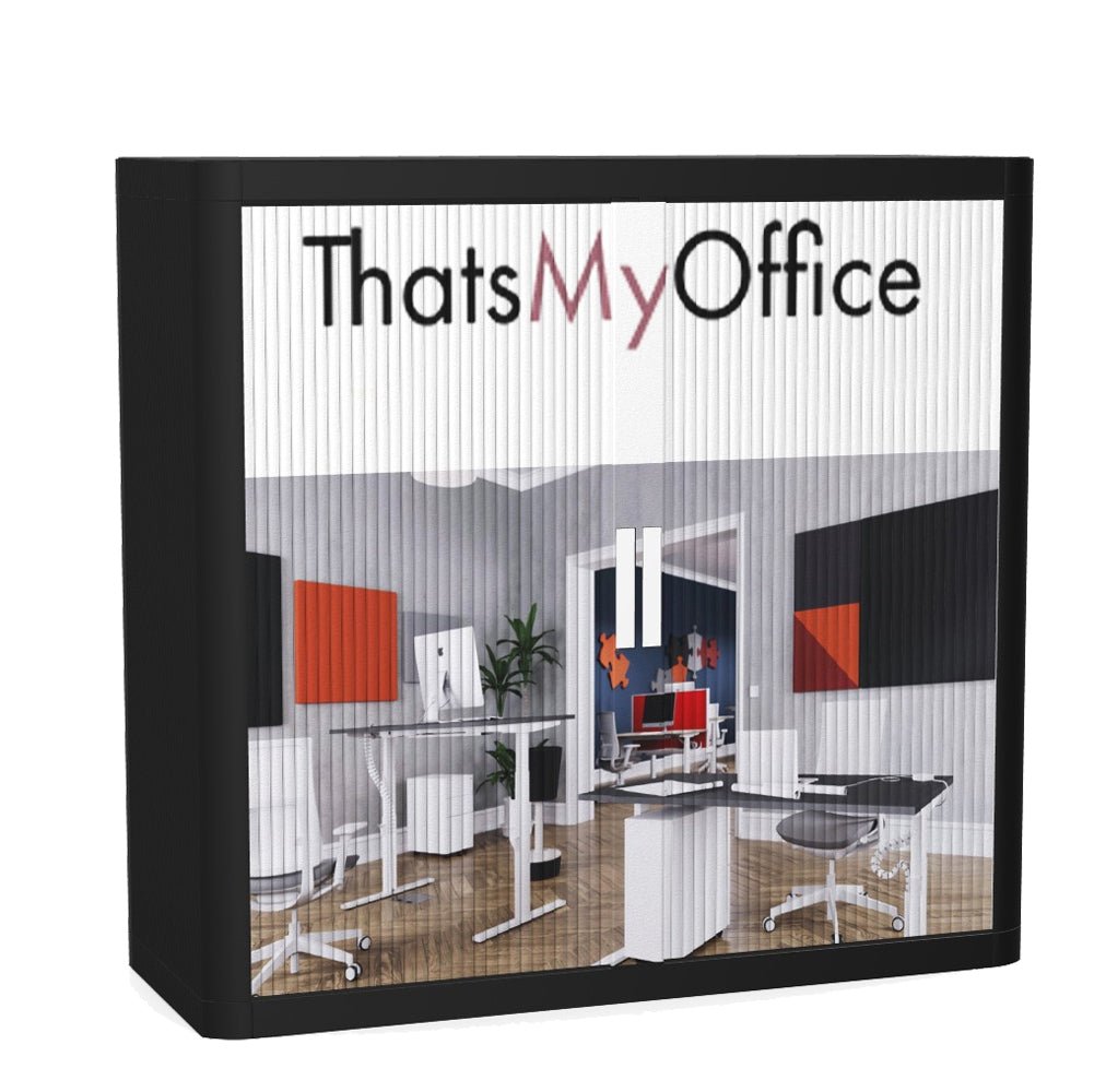 Personalise Your Own Easy Office Tambour Cupboard 100cm H with 2 shelves EOTAM1M-Black 1 Office Furniture