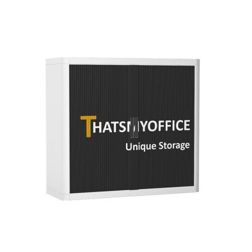 Personalise Your Easy office Tambour Cupboard  100cm H with 2 shelves EOTAM1M-White 3 Office Furniture