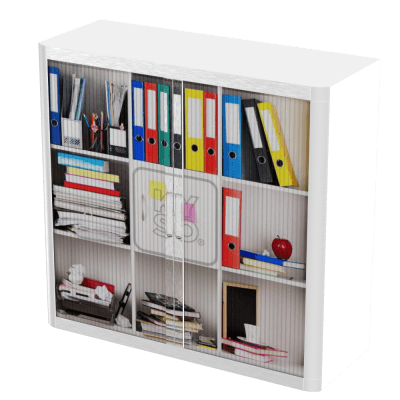 Personalise Your Easy office Tambour Cupboard  100cm H with 2 shelves EOTAM1M-White 8 Office Furniture