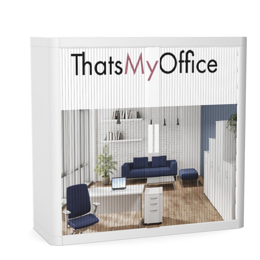 Personalise Your Easy office Tambour Cupboard  100cm H with 2 shelves EOTAM1M-White 3 Office Furniture