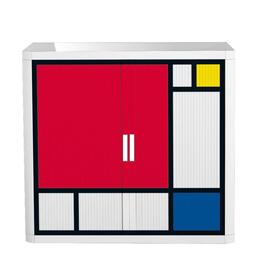 Personalise Your Easy office Tambour Cupboard  100cm H with 2 shelves EOTAM1M-White 10 Office Furniture