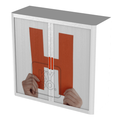 Personalise Your Easy office Tambour Cupboard  100cm H with 2 shelves EOTAM1M-White 9 Office Furniture