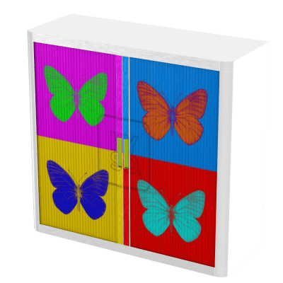 Office  Pop Art Tambour Cupboard  100cm H with 2 shelves EOTAM1M-Pop 6 Office Furniture and Home Remote Working