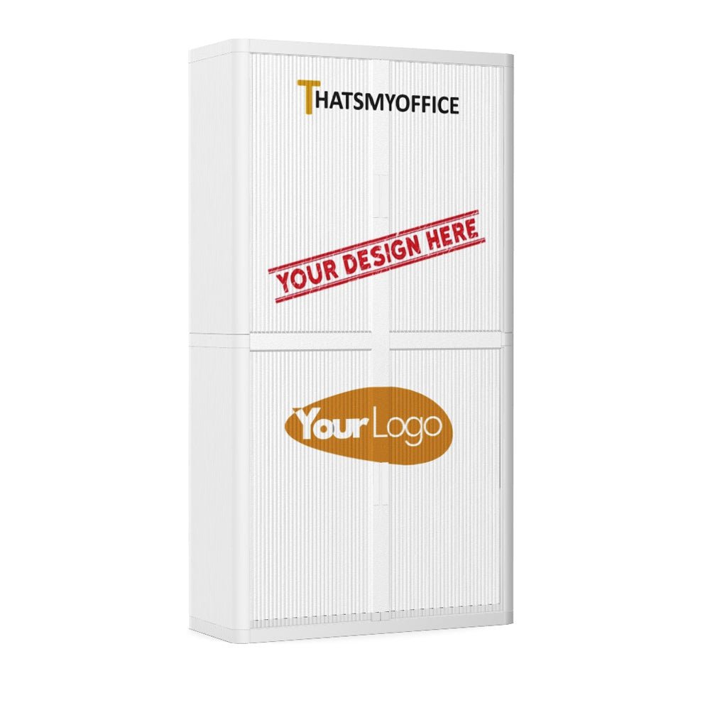 Products Personalise Your Own Easy Office Tambour Cupboard 200cm H with 4 shelves EOTAM2M-White 1 Office Furniture