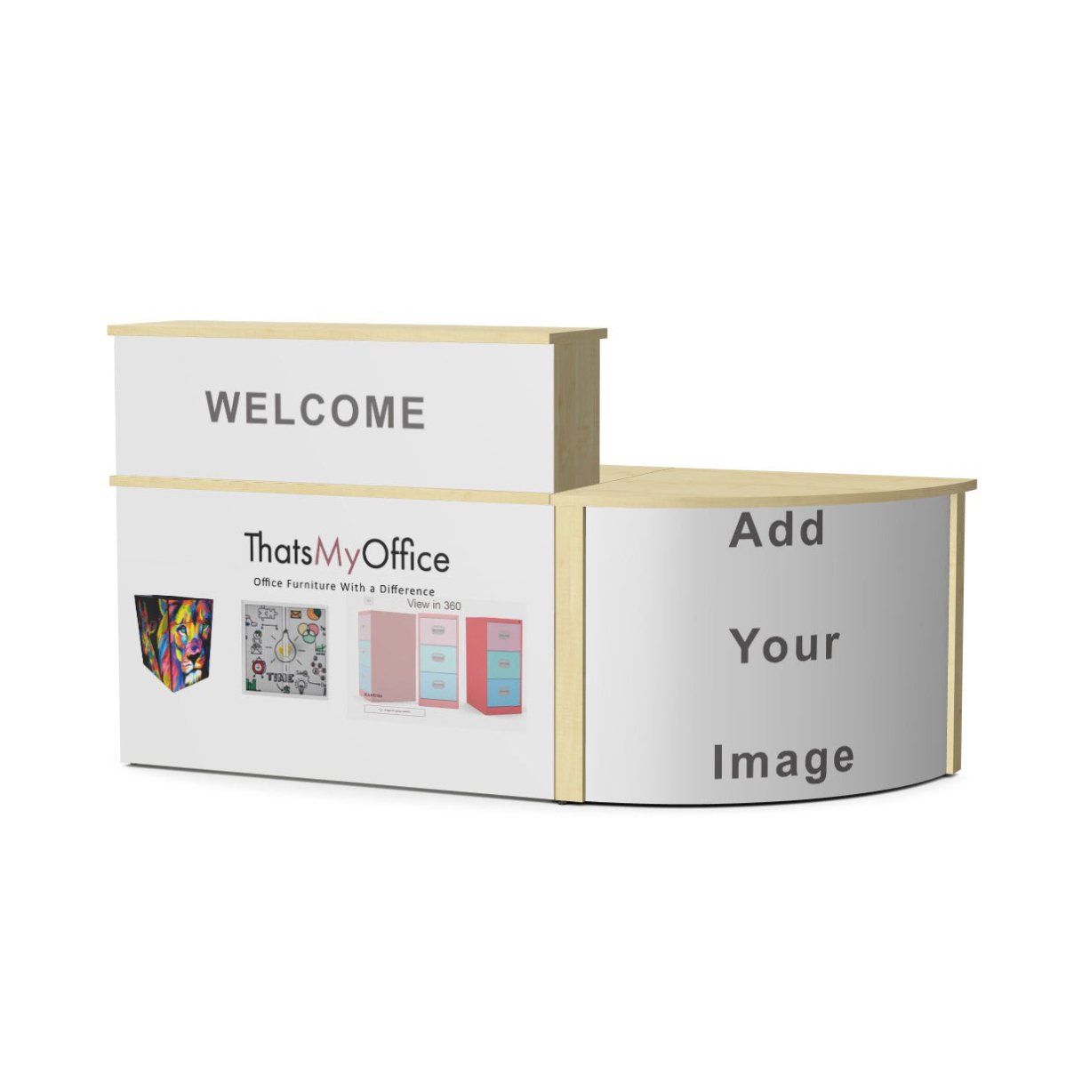Office Education Recpetion Desk Branded with your Logo Custom Front 