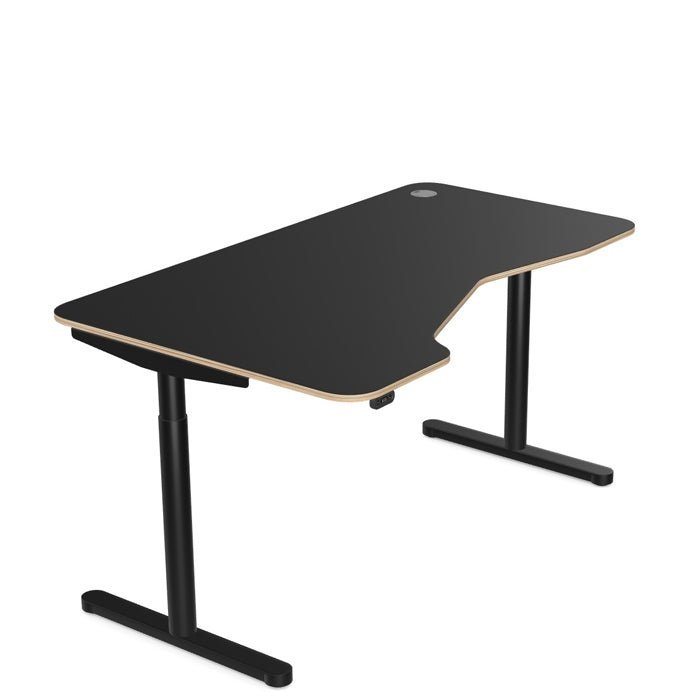   Round Leg Sit Stand Desk K Top 160cm Wide Left or Right Hand RoundE 2 Office Furniture and Home Remote Working