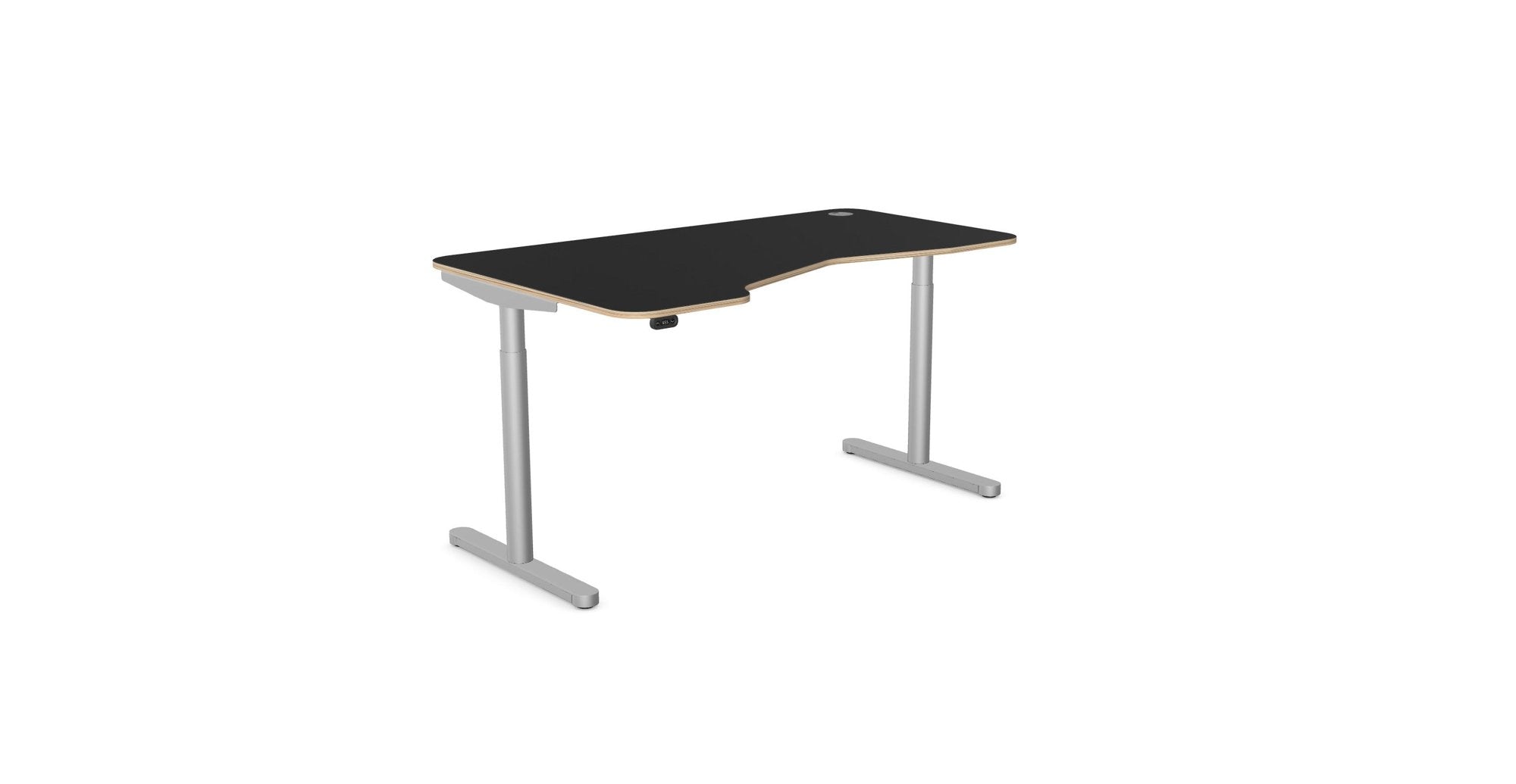   Round Leg Sit Stand Desk K Top 160cm Wide Left or Right Hand RoundE 5 Office Furniture and Home Remote Working