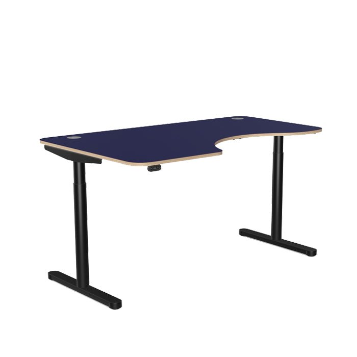 Height Adjustable Round Leg Corner Radial Desk 160cm Wide LH or RH