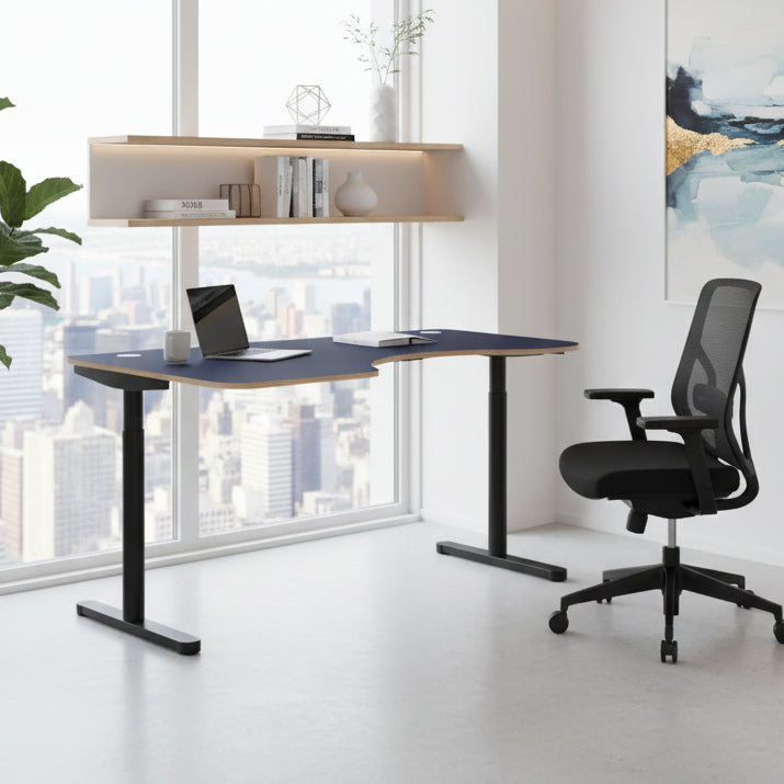 Round Leg Sit Stand Corner Radial Desk 160cm Wide Left or Right Hand ROUNDE 8 Office Furniture