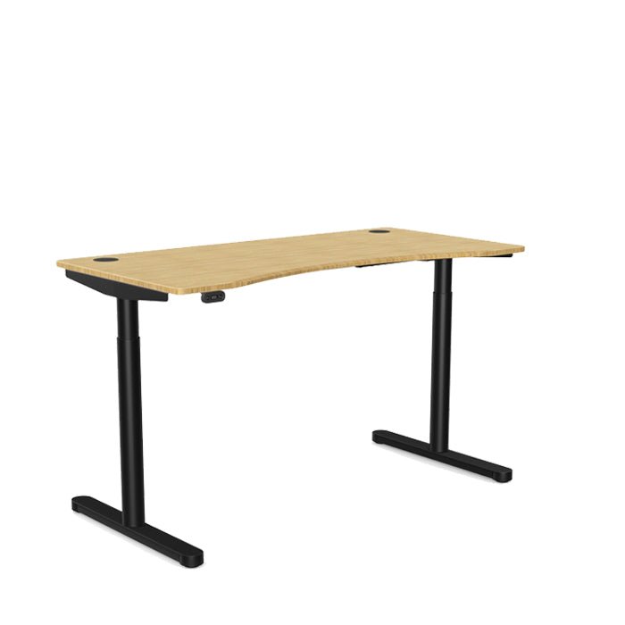 Sit Stand Desk Round Leg Sustainable Bamboo Scallop Top  Wide Levanta Rounde