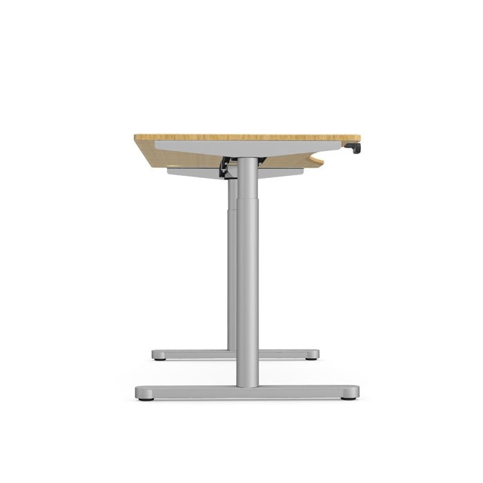 Round Leg Bamboo Top with Scallop Sit Stand Desk 120,140 or 160cm Wide RoundE 3 Office Furniture