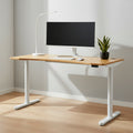 Round Leg Bamboo Top with Scallop Sit Stand Desk 120,140 or 160cm Wide RoundE 5 Office Furniture