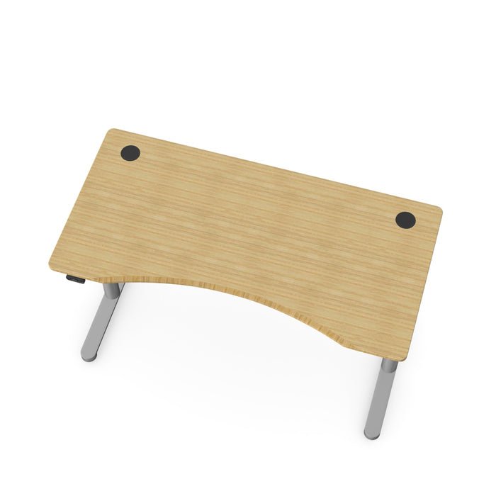 Round Leg Bamboo Top with Scallop Sit Stand Desk 120,140 or 160cm Wide RoundE 2 Office Furniture
