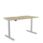 Sit Stand Round Leg Desk With Rectangular Scallop Top  Levanta Rounde