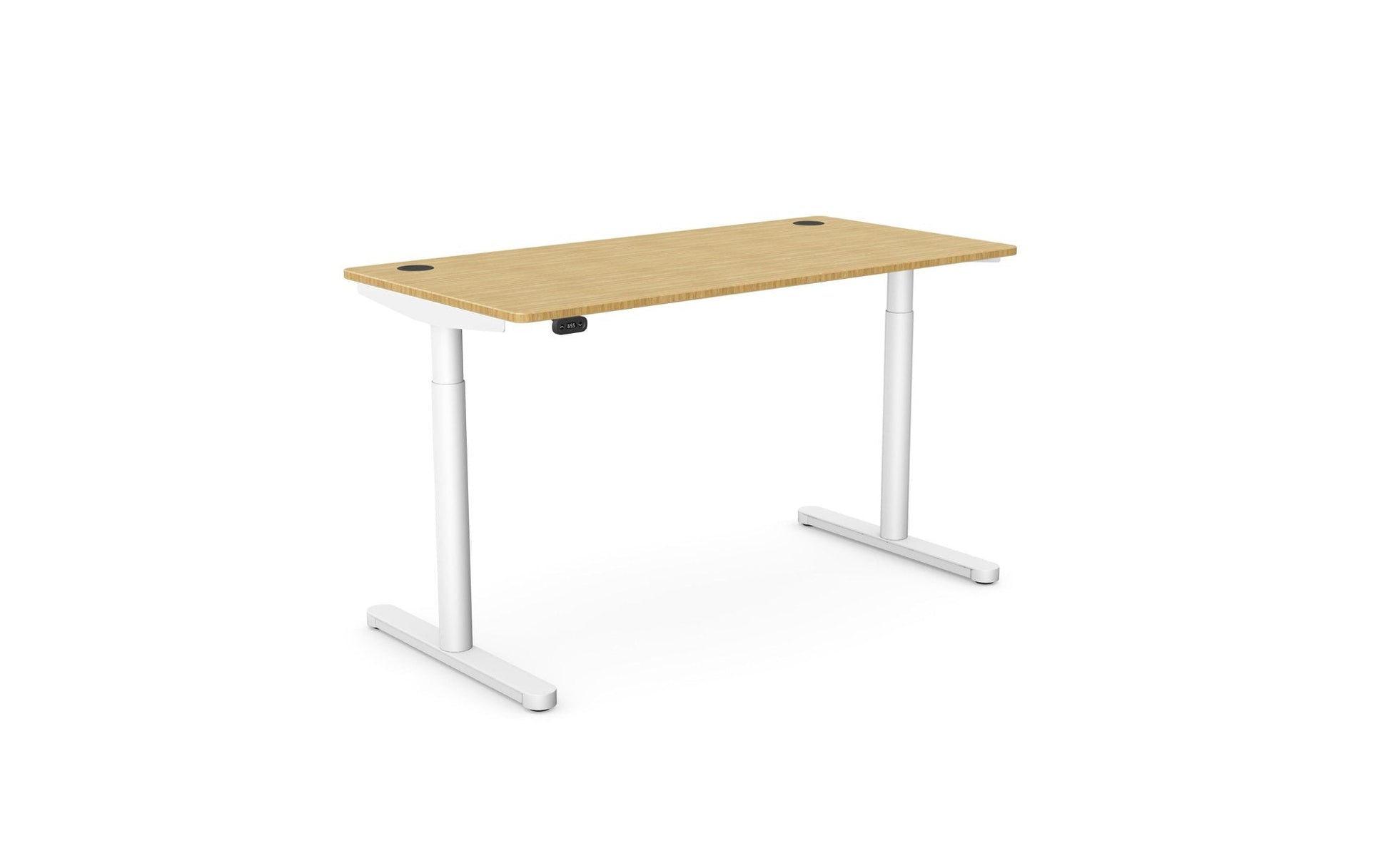 Round Leg Bamboo Top with Portal Sit Stand Desk 120,140 or 160cm Wide RoundE 5 Office Furniture
