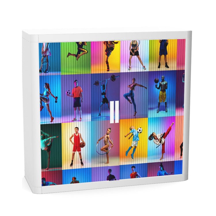   School Tambour Cupboard  100cm H with 2 shelves EOTAM1M-School 30 Office Furniture and Home Remote Working