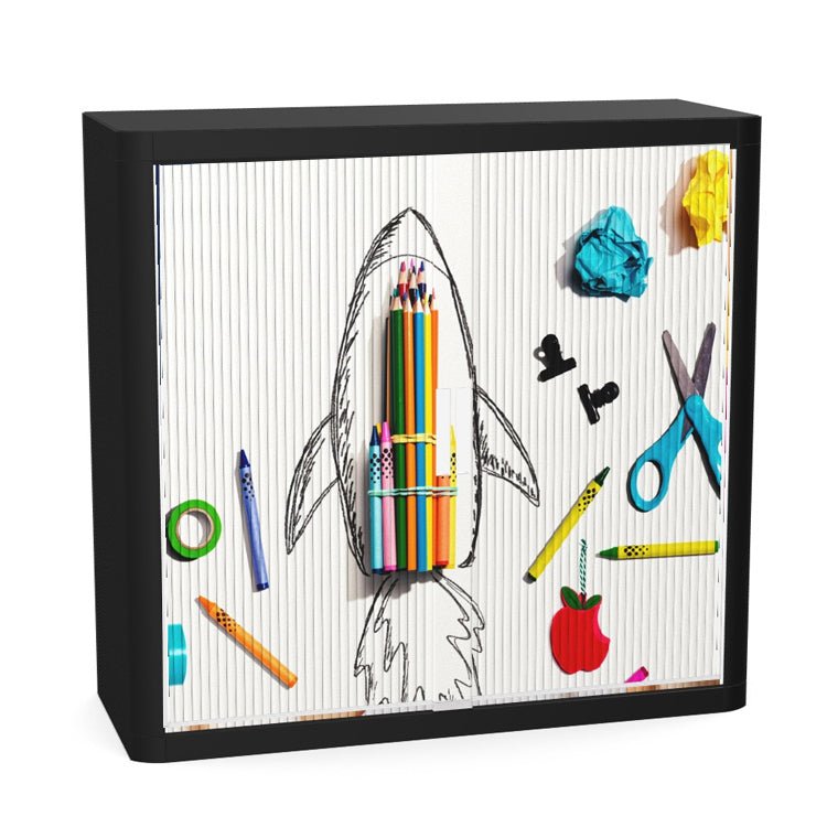   School Tambour Cupboard  100cm H with 2 shelves EOTAM1M-School 8 Office Furniture and Home Remote Working