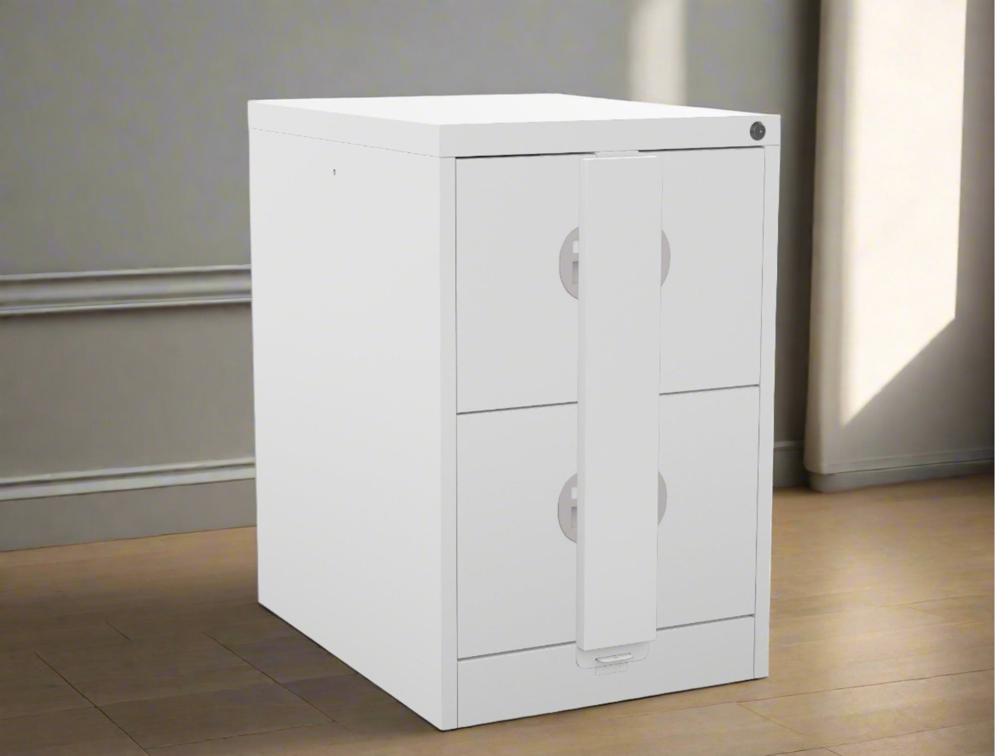 Secure 2 drawer Filing Cabinet Budget Kontrax Filer Cabinet Silverline FCEC2FSec - THATSMYOFFICE