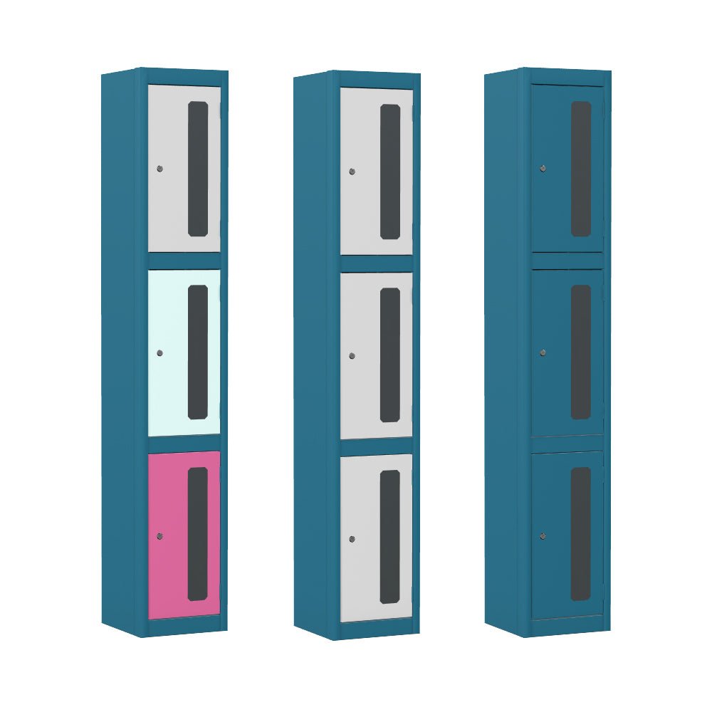 Silverline Kontrax Standard Vision Lockers Three Door LK3D22VN-Config 1 Office Furniture and Home Remote Working