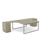 Switch 2 Person Office Crescent Portal Desk and High Pedestal S-2PCRPCF