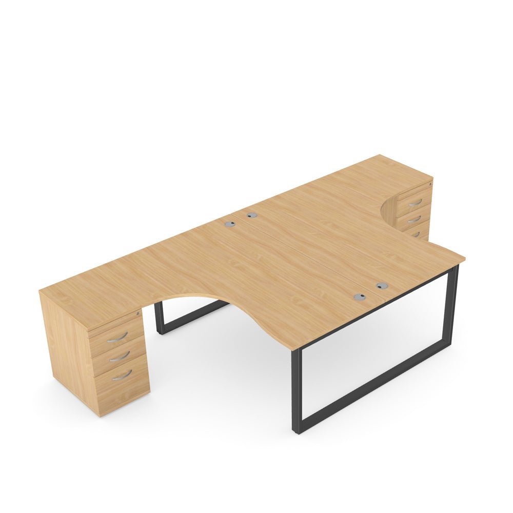 Switch 2 Person Crescent Portal Desk & Desk High Pedestal, Closed Leg S-2PCRPCF 2 Office Furniture Curved Ergonomic Desk