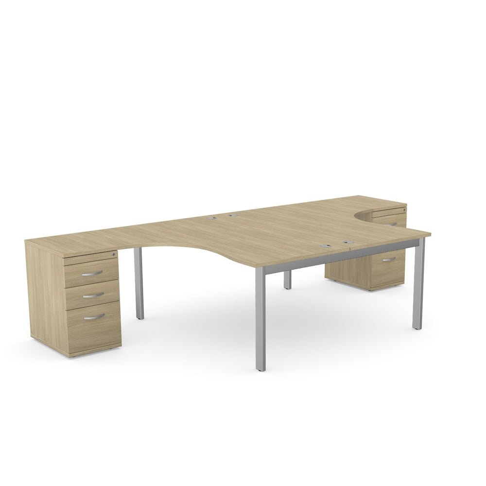 Switch 2 Person Crescent Portal Desk & Desk High Pedestal, Open Leg S-2PCRPC 11 Office Furniture and Home Remote Working
