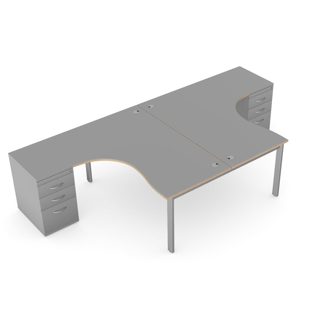 Switch 2 Person Crescent Portal Desk & Desk High Pedestal, Open Leg S-2PCRPC 14 Office Furniture and Home Remote Working