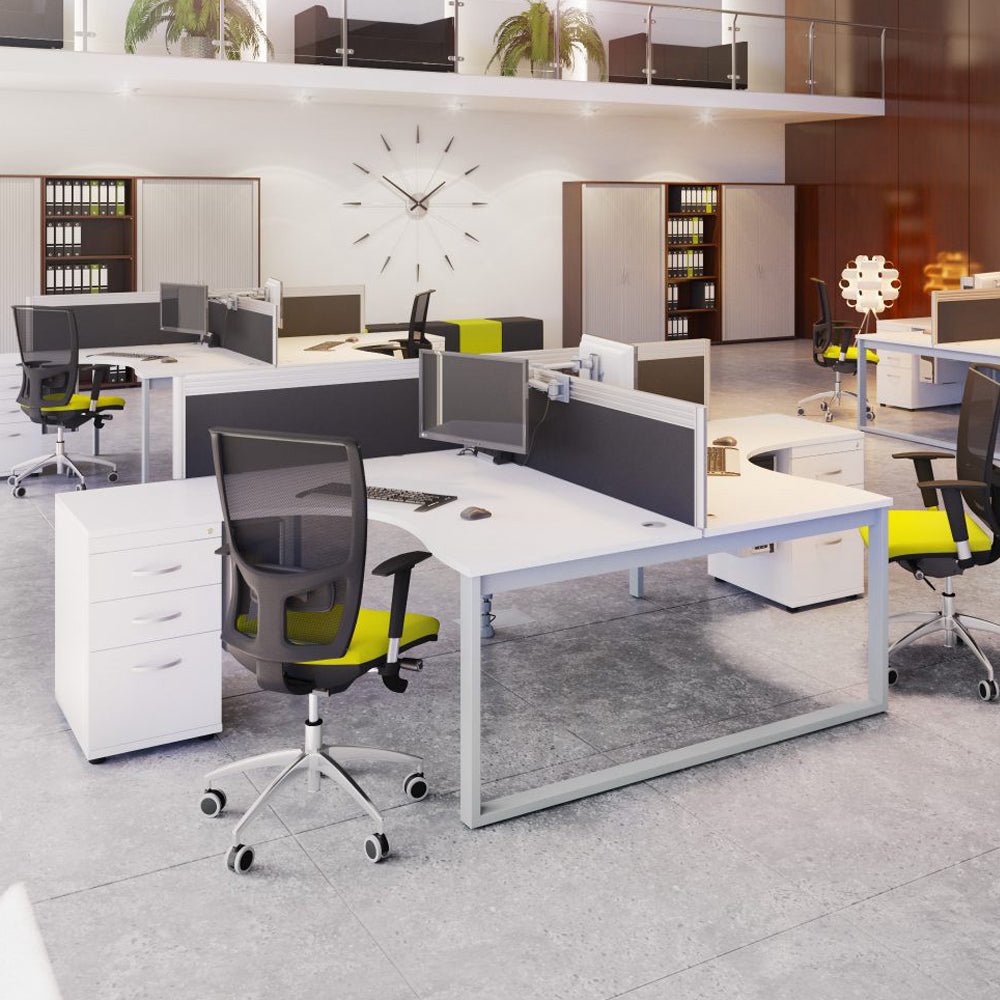 Switch 2 Person Crescent Scallop Desk & Desk High Pedestal, Closed Leg S-2PCRSPCF 10 Office Furniture Curved Ergonomic Desk