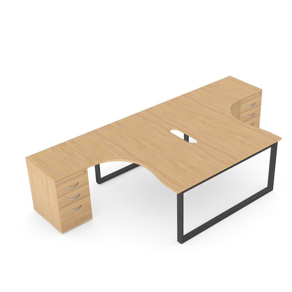 Switch 2 Person Crescent Scallop Desk & Desk High Pedestal, Closed Leg S-2PCRSPCF 2 Office Furniture Curved Ergonomic Desk