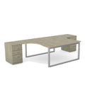 Switch 2 Person Office Crescent Straight Desk and High Pedestal S-2PCRSCF Curved Ergonomic Desk