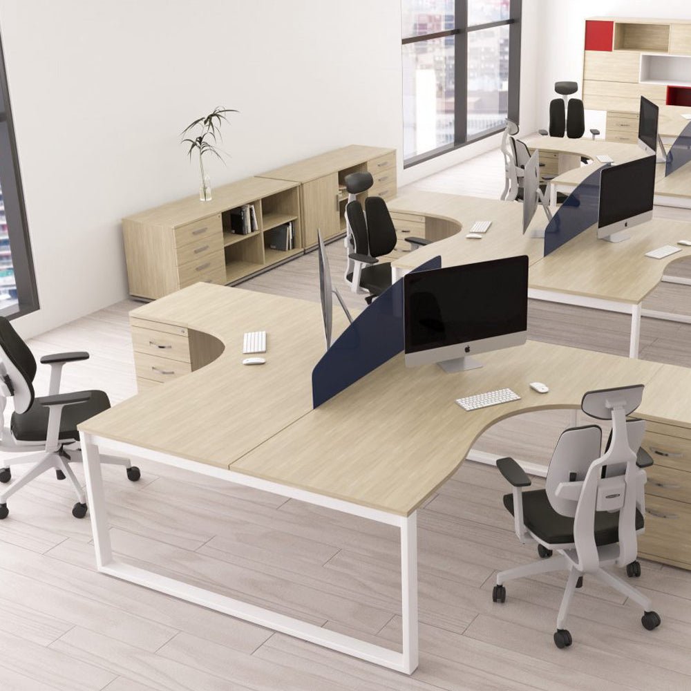 Switch 2 Person Crescent Straight Desk & Desk High Pedestal, Closed Leg S-2PCRSCF 4 Office Furniture