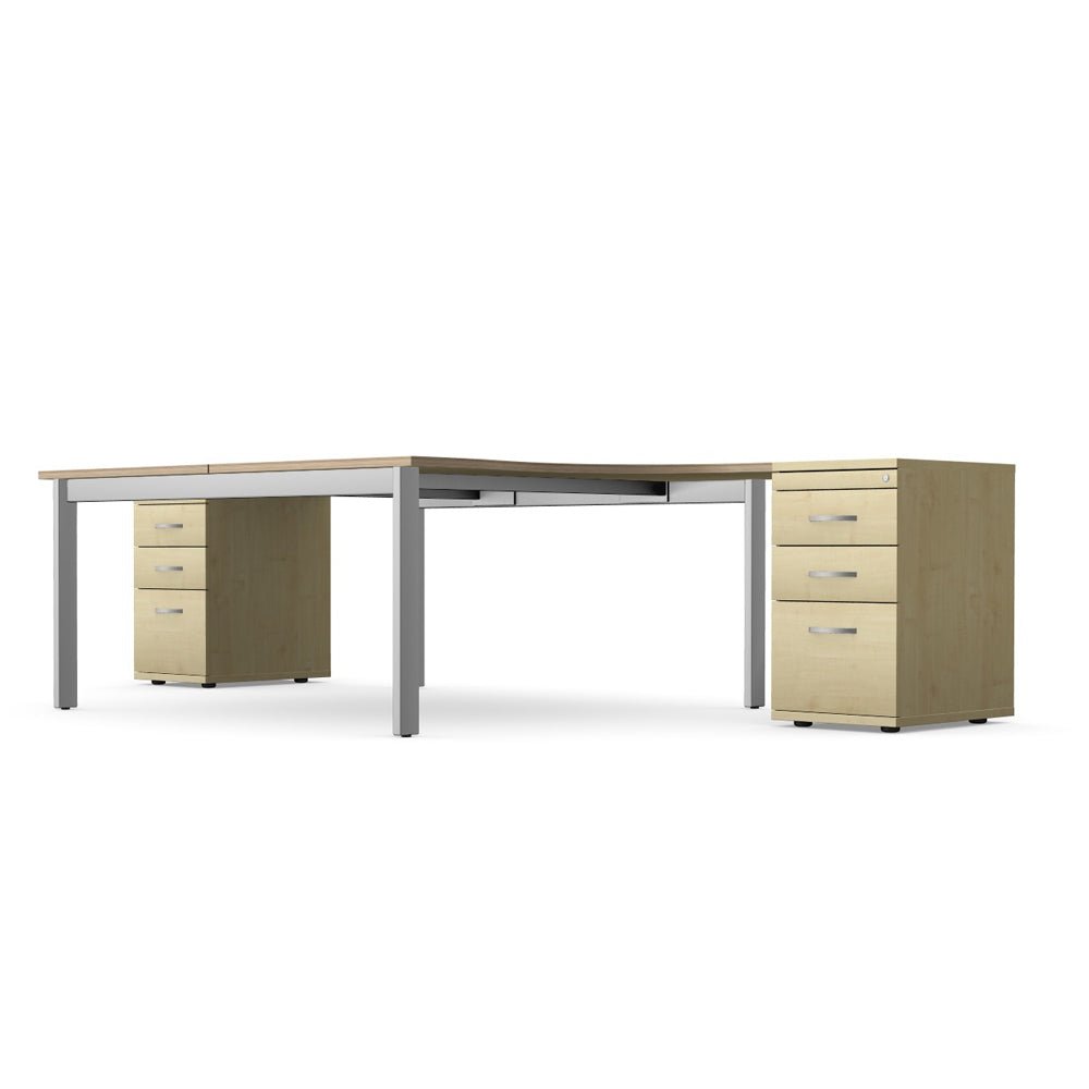 Switch 2 Person Crescent Straight Desk & Desk High Pedestal, Open Leg S-2PCRSC 3 Office Furniture