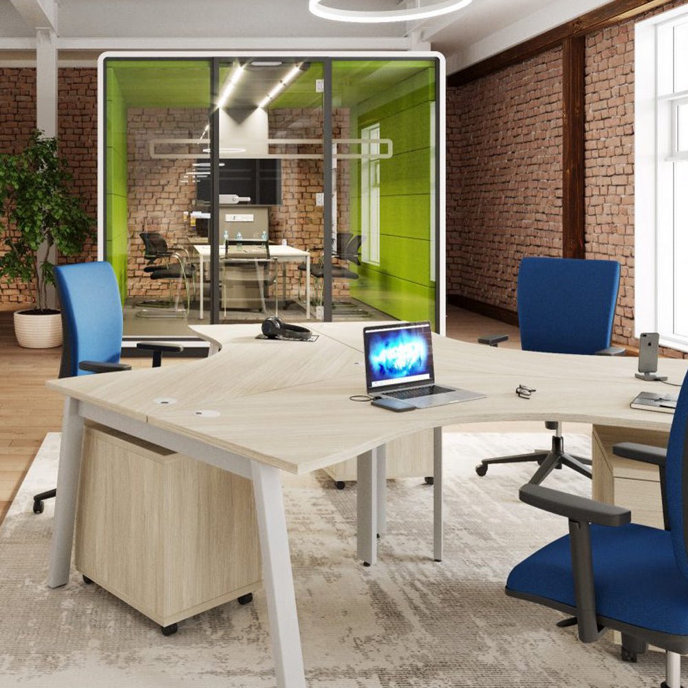 Switch 2 Person Crescent Straight Desk & Desk High Pedestal, Open Leg S-2PCRSC 7 Office Furniture Curved Ergonomic Desk
