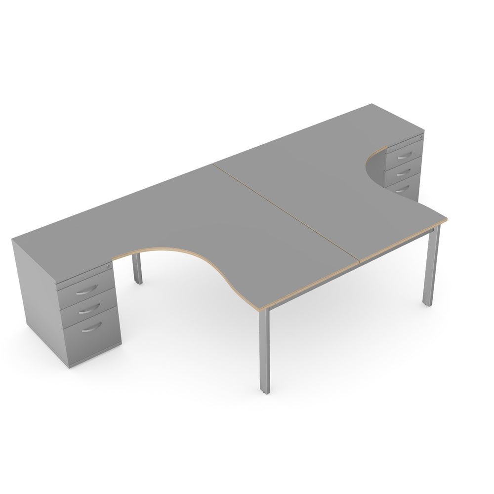 Switch 2 Person Crescent Straight Desk & Desk High Pedestal, Open Leg S-2PCRSC 2 Office Furniture Curved Ergonomic Desk