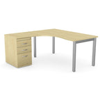 Switch Crescent Office|Home Desk  LH|RH with Pedestal S-CRSC-LEA-OP16-18
