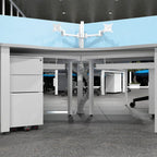 Switch Trio Cluster 120° Desk With Goal Frame Leg SwitchTrio GFrame 8 Office Furniture and Home Remote Working