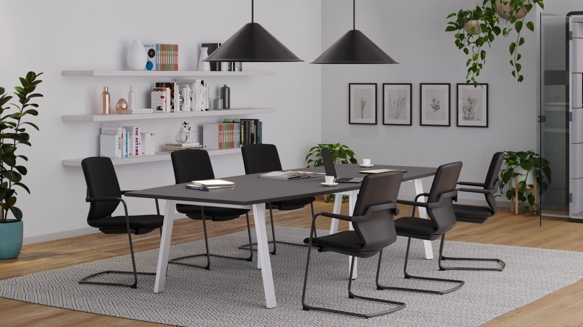 Office  Switch Two Piece Curved Meeting Table, A-Leg 6 Office Furniture and Home Remote Working